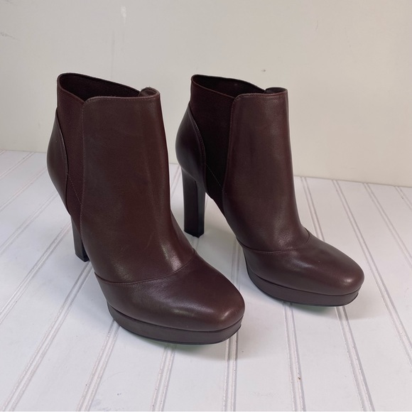 Via Spiga Tocarra brown leather platform ankle booties - Picture 5 of 14